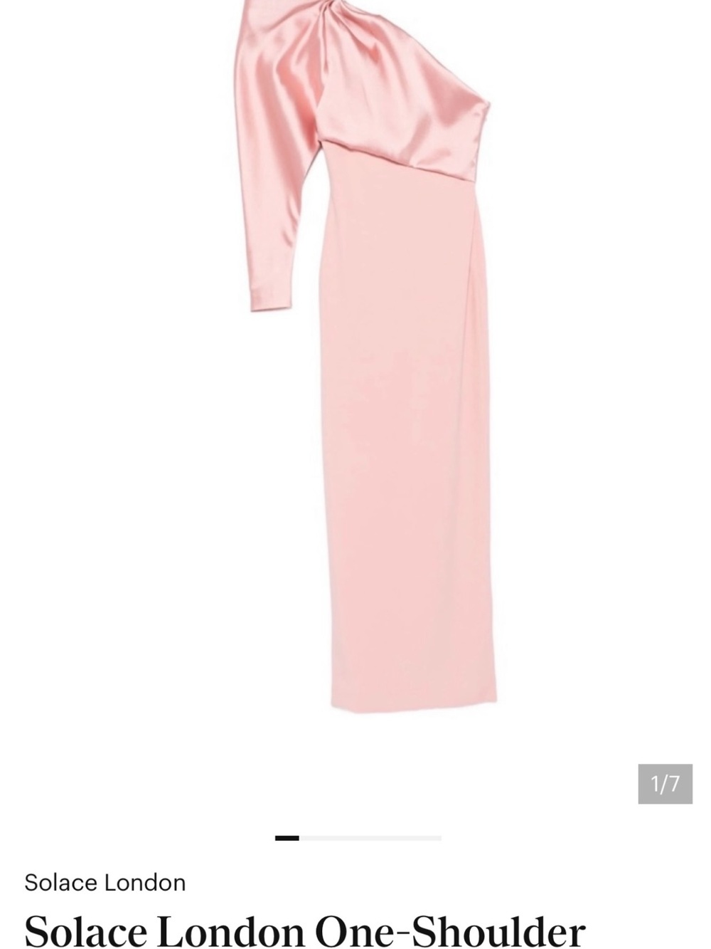 Solace London Blush One-Shoulder Satin Gown